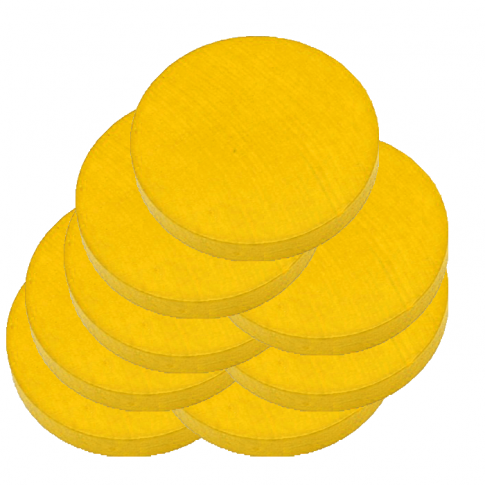 8er-Set gelbe Holzscheiben 10 cm für Aufmerksamkeitsparcours „Arcade Game“