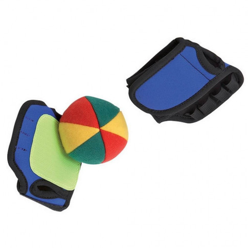 Reaktionstest-Set: 2 Klettverschluss-Handschuhe mit Ball