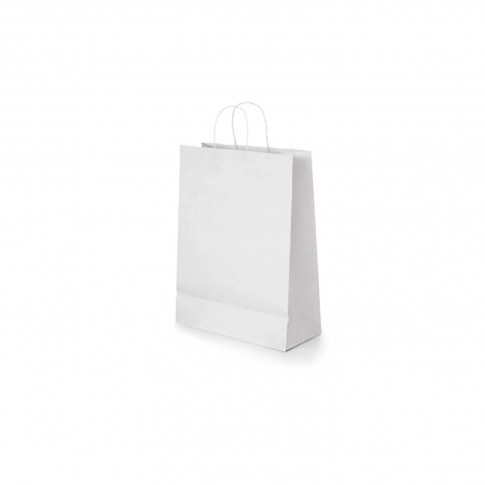 Papiertragetasche Weiß Kraftpapier (Kleinformat 18 x 24 cm) – Bedruckbar