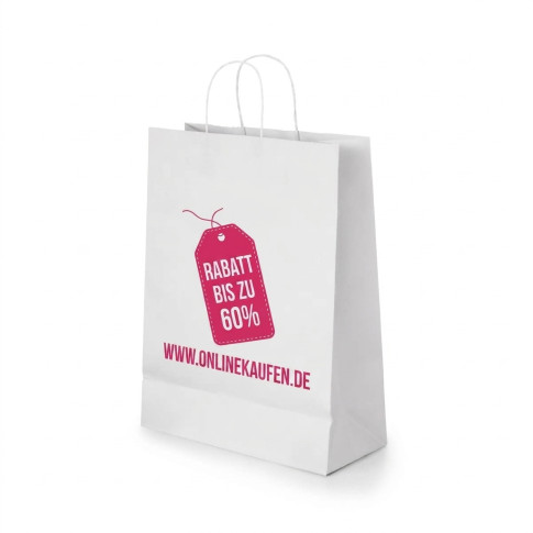 Weißer Kraftpapier-Tragebeutel (Großformat 24 x 31 cm) – Bedruckbar
