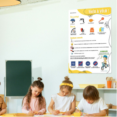 Lehrposter Verkehrssicherheit Kinder – Theo auf dem Fahrrad!