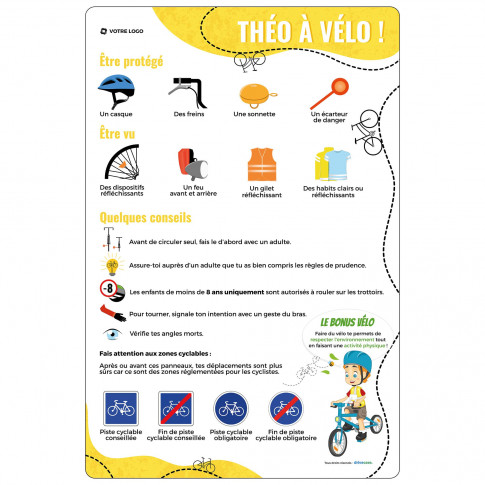 Lehrposter Verkehrssicherheit Kinder – Theo auf dem Fahrrad!