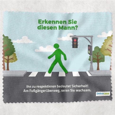 Brillenputztuch mit Verkehrssicherheits-Botschaft