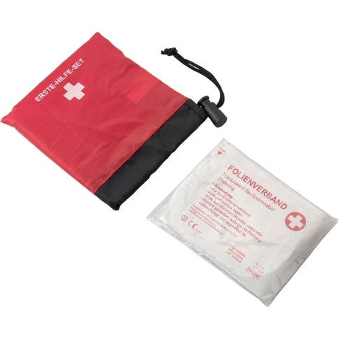 Erste-Hilfe-Set mit bedrucktem Beutel