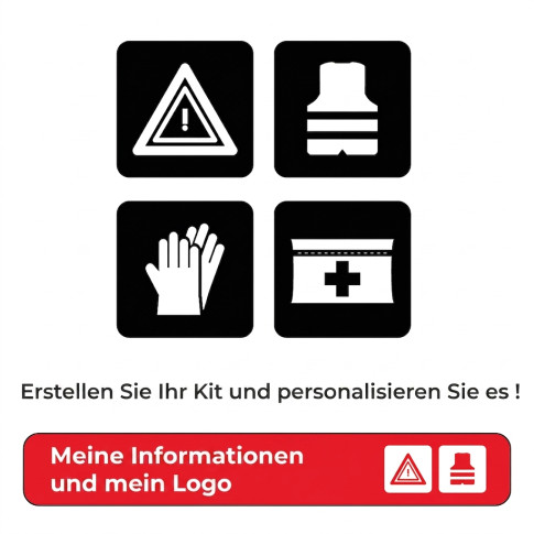 Dreieck- und Warnweste-Set mit Hülle und Klettverschluss – individuell gestaltbar