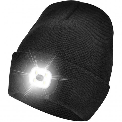 Acryl-Mütze mit Stirnlampe