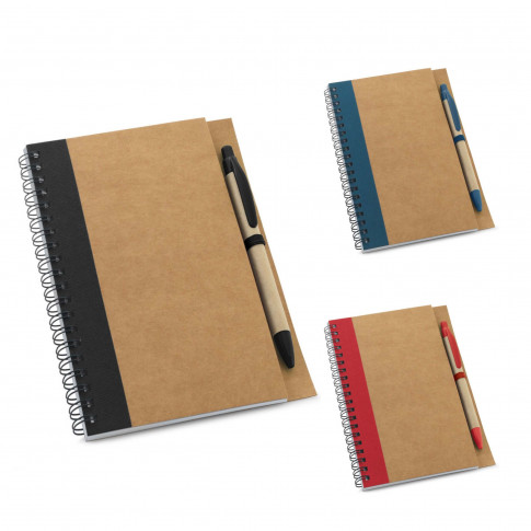 Notizbuch und Kugelschreiber aus recyceltem Karton und Papier, individuell gestaltbar