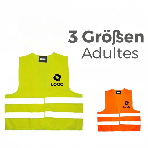 Reflektierende Weste für Erwachsene (3 Größen), personalisierbar – Klettverschluss