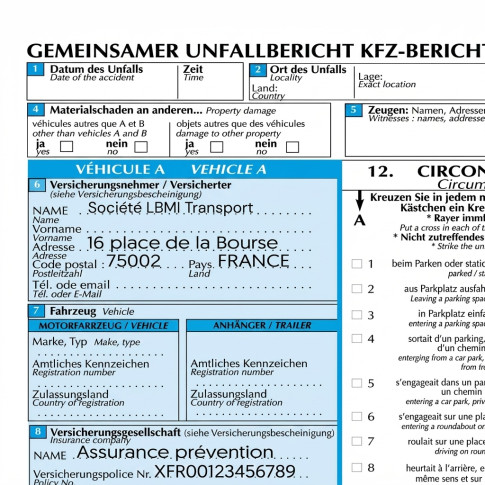Vorausgefüllter Unfallbericht – individuell vorgedruckt (P6564)