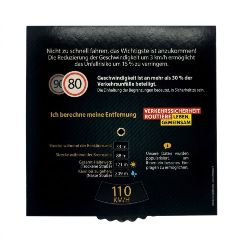 Parkscheibe Speedisque© mit Bremsweg-Rechner