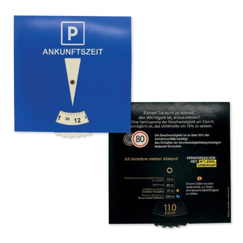 Parkscheibe Speedisque© mit Bremsweg-Rechner