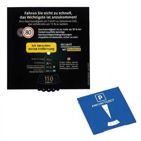 Parkscheibe Speedisque© mit Bremsweg-Rechner