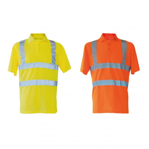 Personalisierbares Unisex-Polohemd mit reflektierenden Streifen gemäß EN 20471