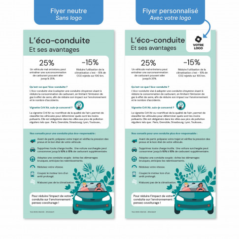 Pädagogischer Flyer zum Thema umweltbewusstes Fahren – individuell anpassbar