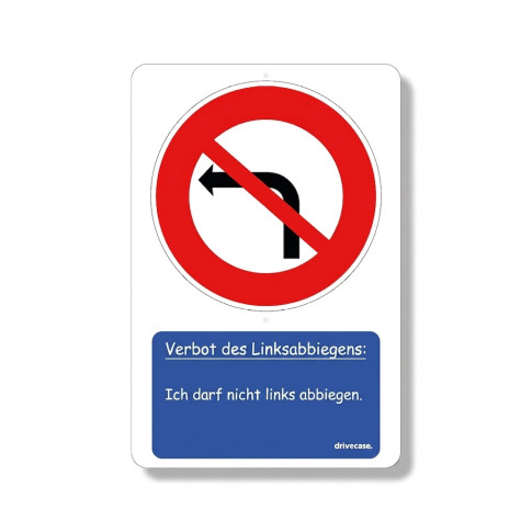 Lehrreiches Verkehrszeichen „Linksabbiegen verboten“ für Verkehrserziehung