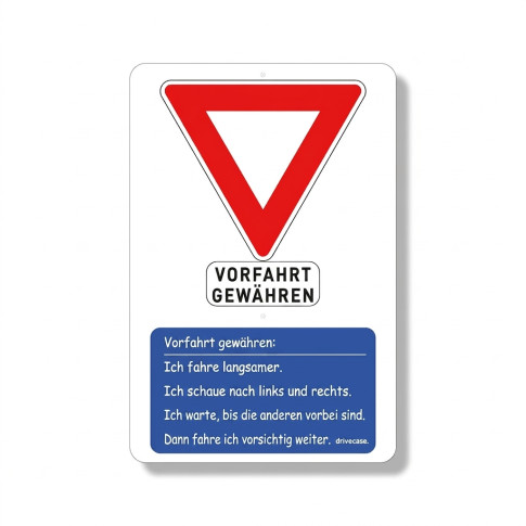 Set mit 2 Vorfahrt-gewähren-Bodenstreifen und Verkehrszeichen-Tafeln