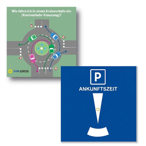 Parkscheibe Giradisque© bedruckt – Motiv Kreisverkehr