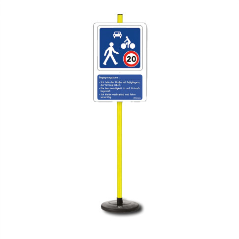Lehrreiches Verkehrszeichen „Beginn Begegnungszone“ – Pädagogisches Aufstellschild