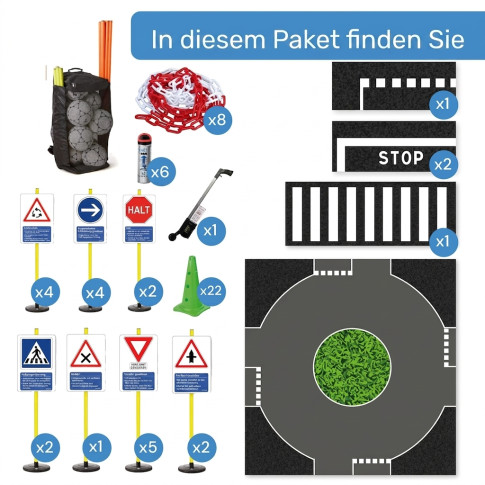 Verkehrserziehungs-Parcours „Kreisverkehr“ – Lehrset P6222
