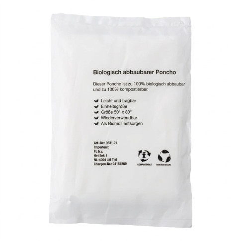 Biologisch abbaubarer Regenponcho – transparent & wiederverwendbar