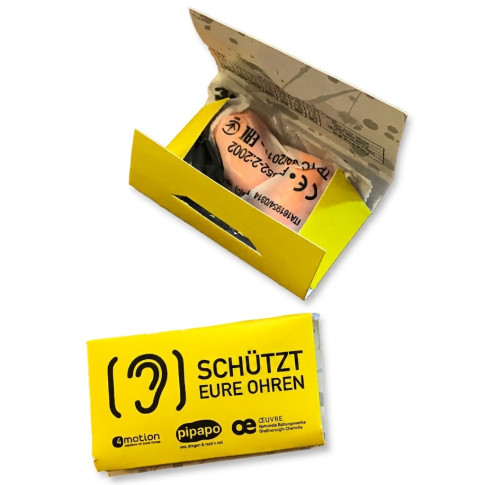 Werbeohrenstöpsel mit bedruckter Kartonbox – individuell gestaltbar
