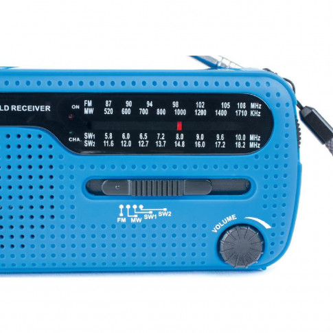 Dynamo-Kurbelradio mit LED-Taschenlampe und Alarmsirene