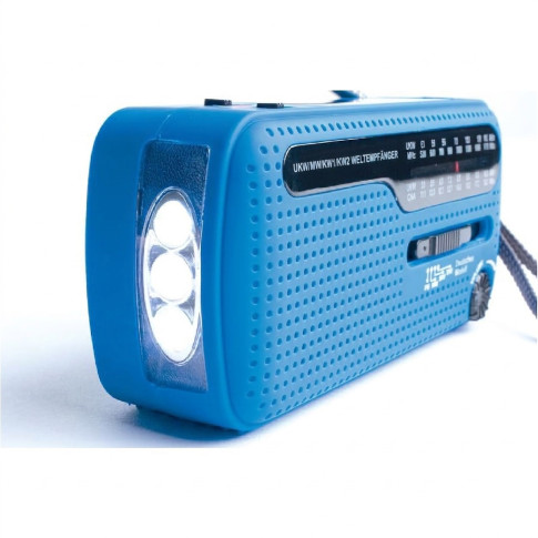 Dynamo-Kurbelradio mit LED-Taschenlampe und Alarmsirene