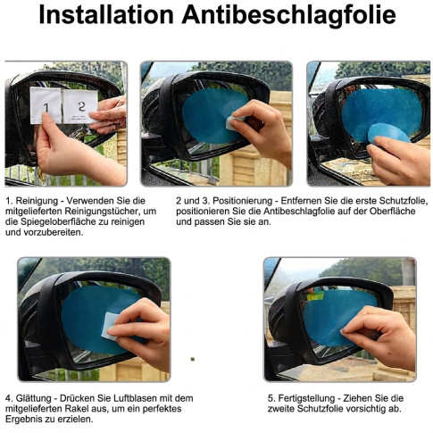 Antibeschlag-Folie für Kfz-Außenspiegel