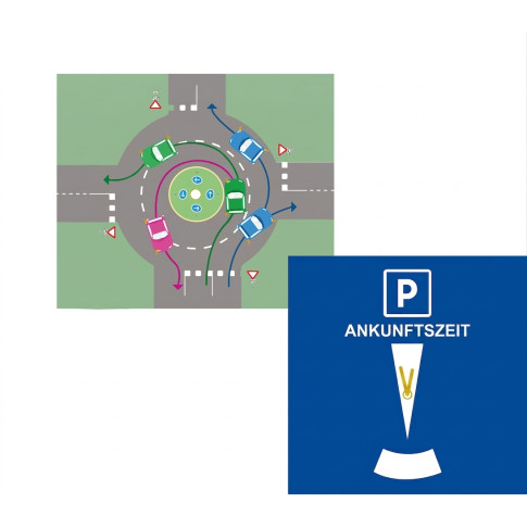 Parkscheibe Giradisque© bedruckt – Motiv Kreisverkehr