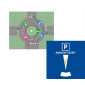 Parkscheibe Giradisque© bedruckt – Motiv Kreisverkehr