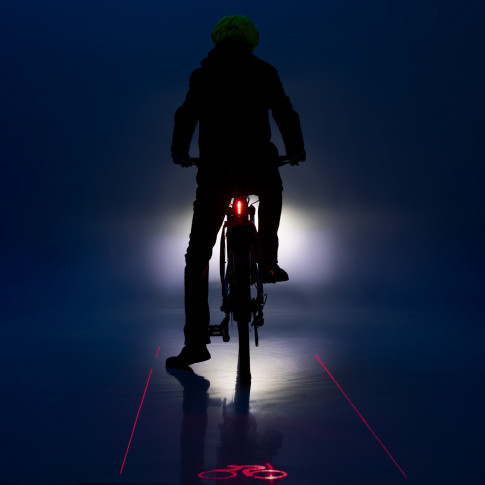 Fahrrad-Rücklicht mit Laser-Sicherheitszone