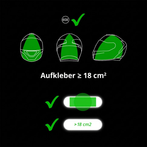 4er-Set schwarze Reflexsticker für Motorradhelm – Individualisierbar