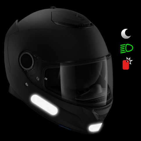 4er-Set schwarze Reflexsticker für Motorradhelm – Individualisierbar