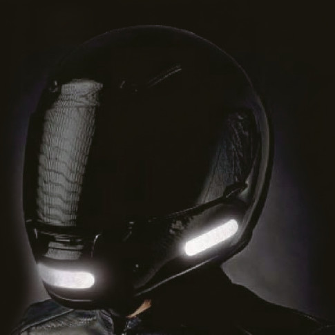 4er-Set schwarze Reflexsticker für Motorradhelm – Individualisierbar